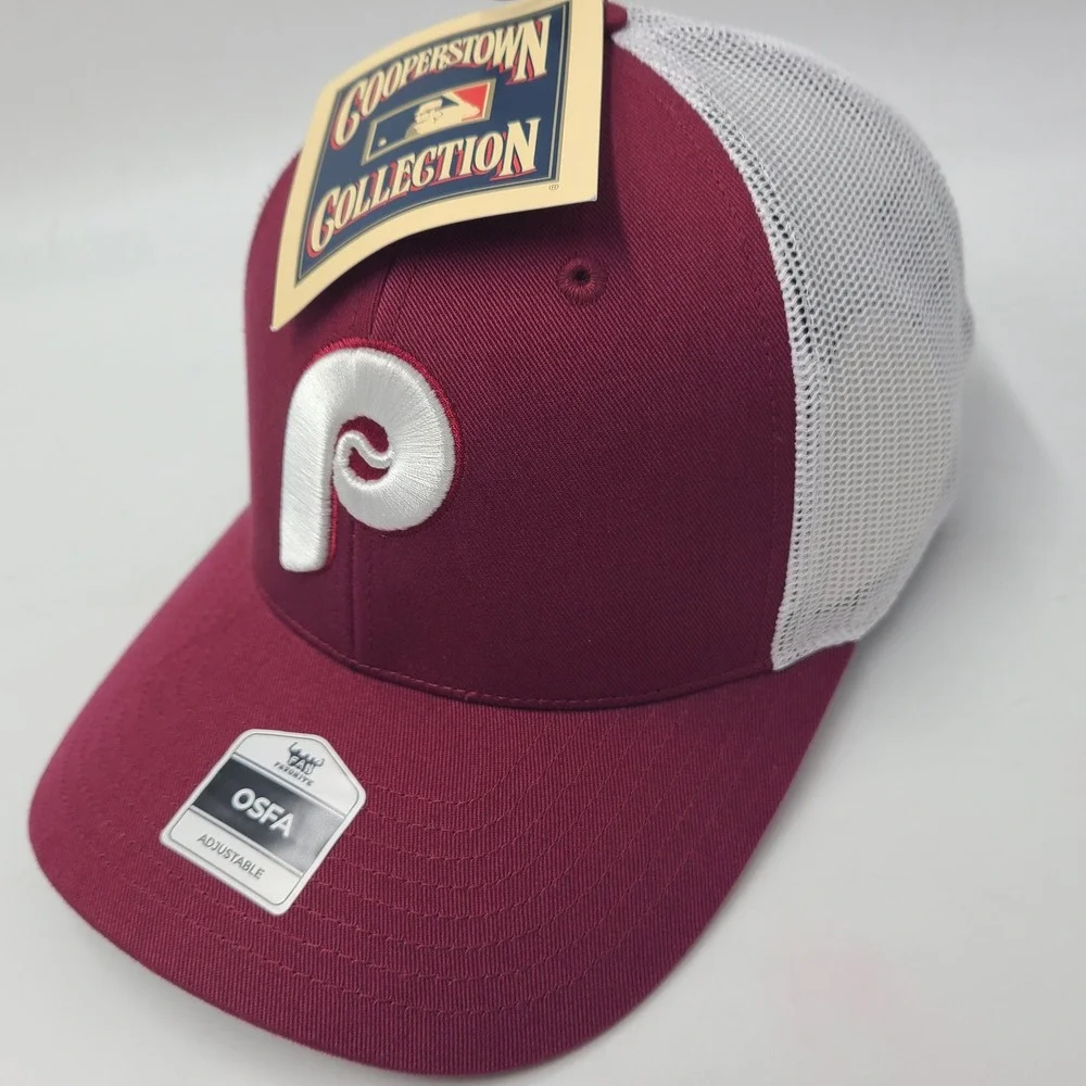 Philadelphia Phillies Hat Snapback Trucker Mesh Fan Favorite Maroon White MLB